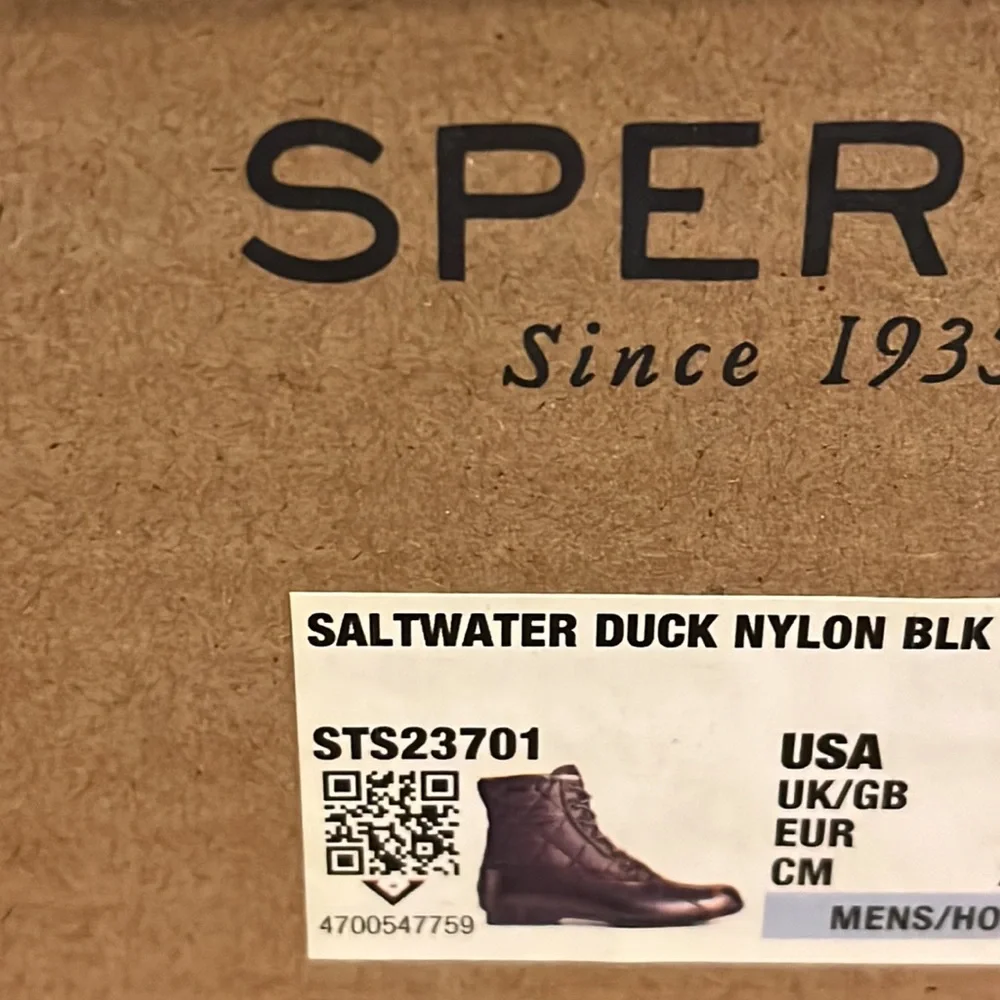 Sperry Saltwater Duck Nylon Boots black new Mens Size 9.5